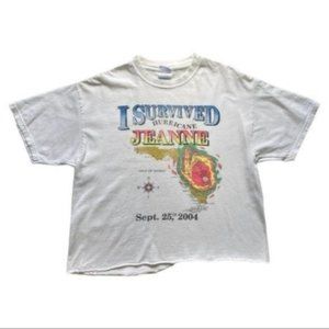 Vintage y2k 2000s Crop top I survived hurricane Jeanne vintage crop top 2004